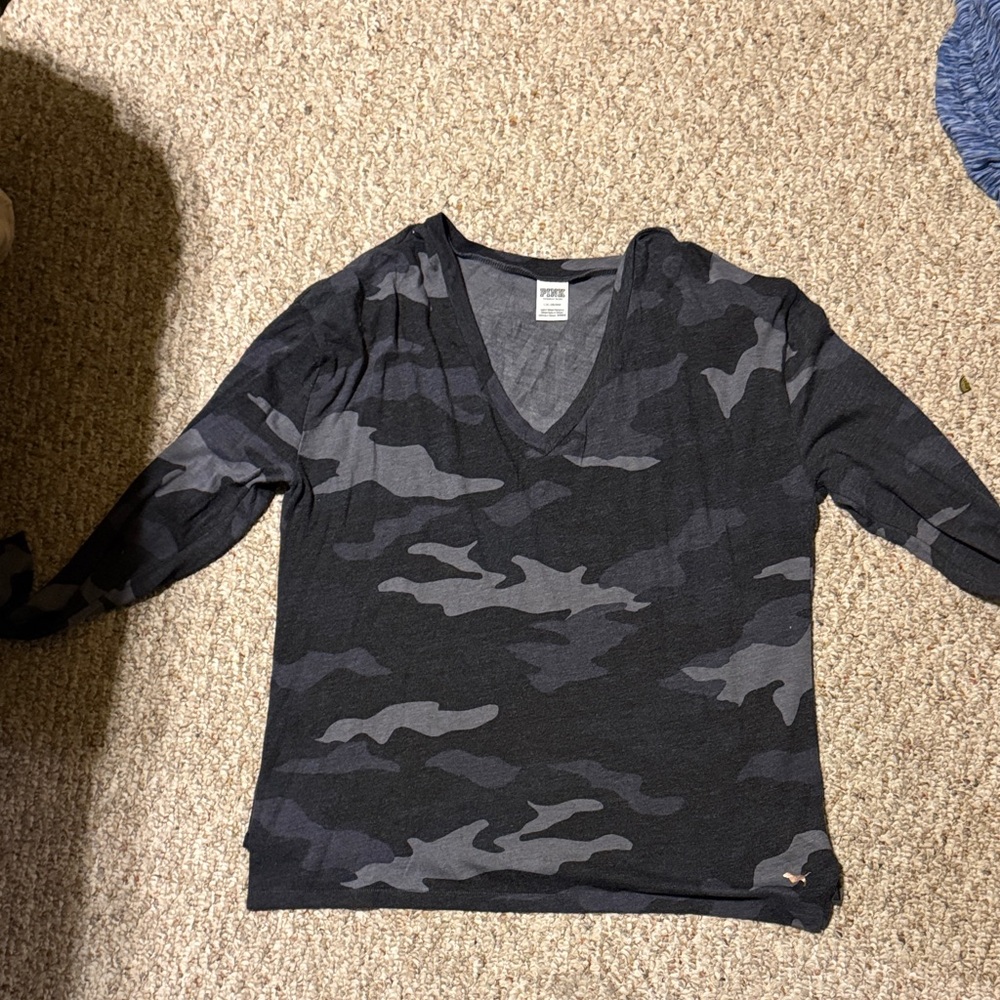 PINK Victoria's Secret Gray Camo Top